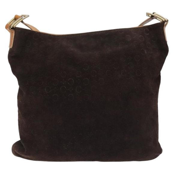 CELINE C Macadam Canvas Shoulder Bag Suede Leather Beige Brown gold Auth hk2165 - Picture 2 of 16